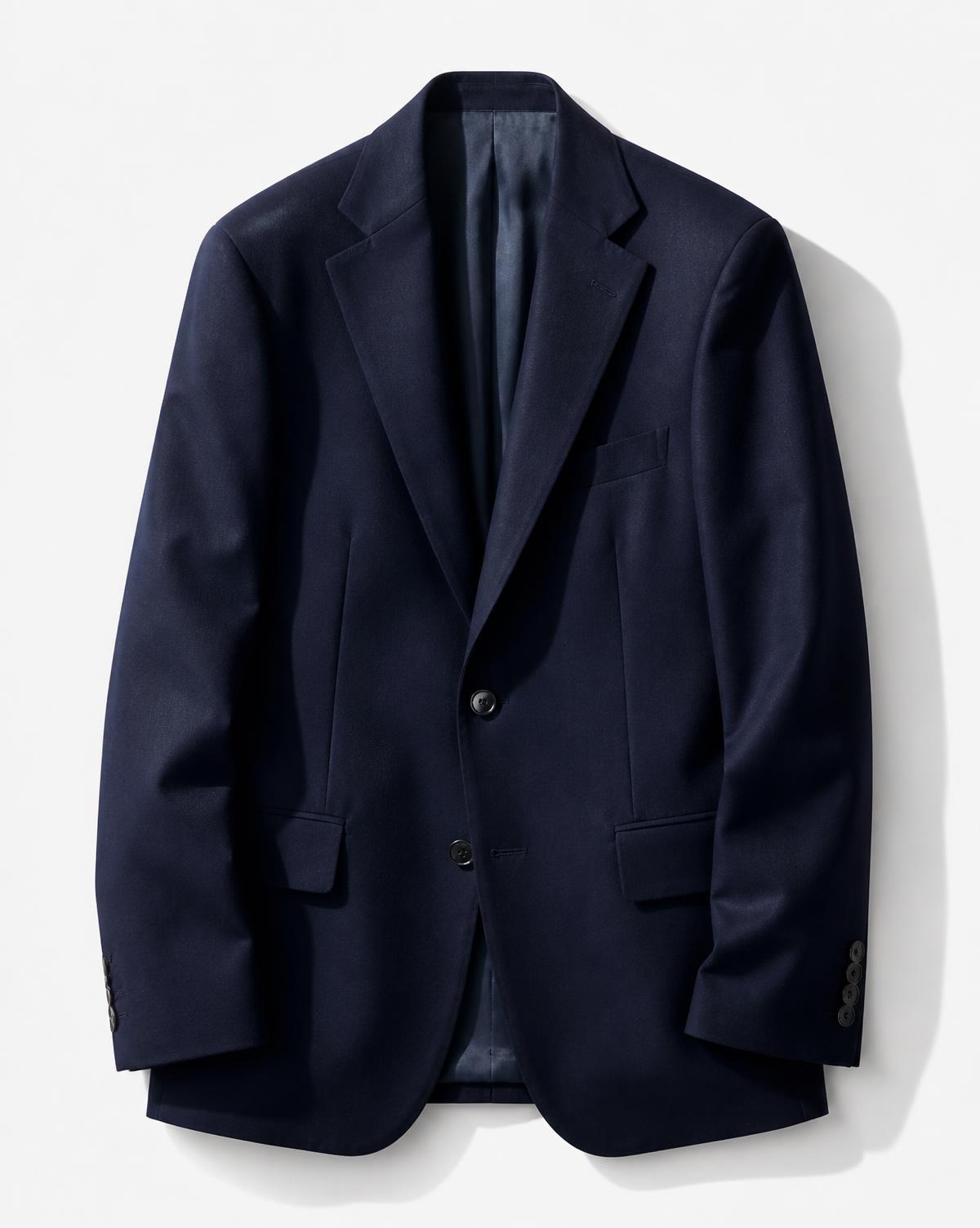 Navy tailored wool-blend blazer